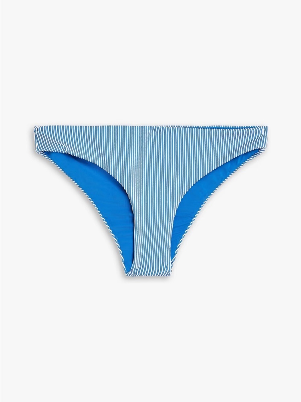 NWT Onia ‘Daisy’ Striped Ribbed Low-Rise Bikini Bottoms in “Snorkel Blue” Size L